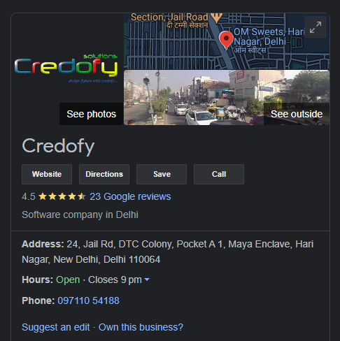 credofy google business profile